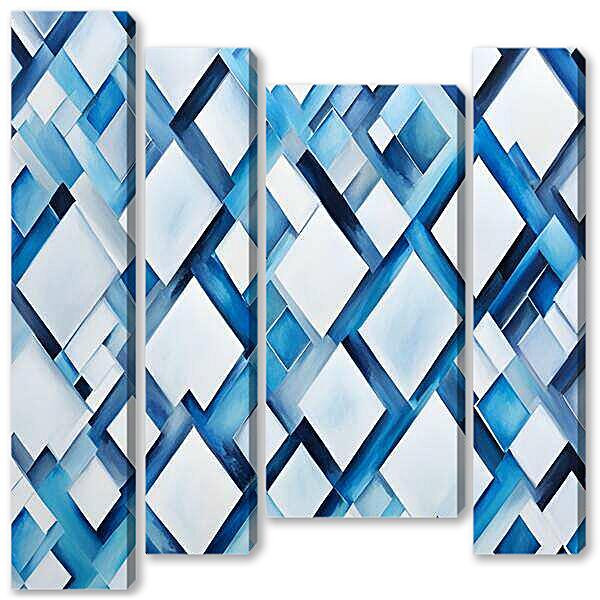 Модульная картина - Голубые ромбы