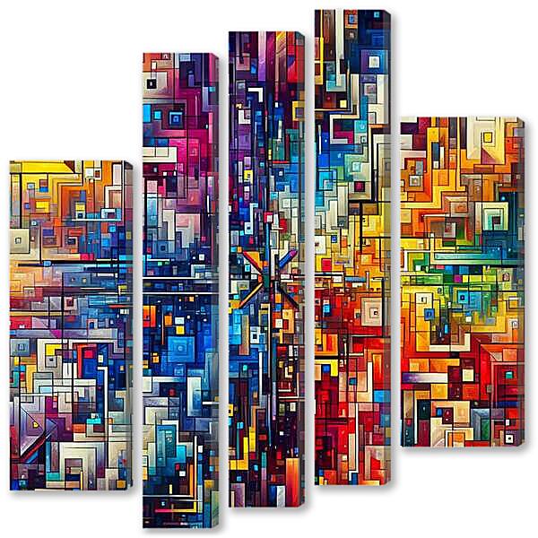 Модульная картина - Пиксельный город