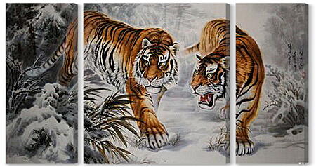 Модульная картина - Тигры