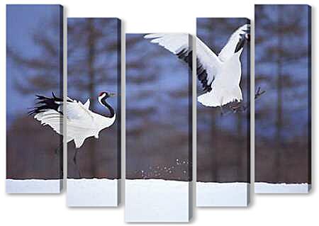 Модульная картина - Журавли в брачном танце