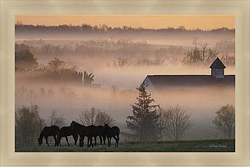 Картина - Лошади в деревне