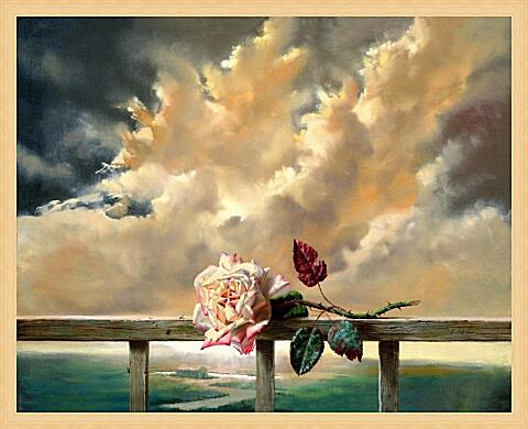 Картина - Роза на фоне облаков