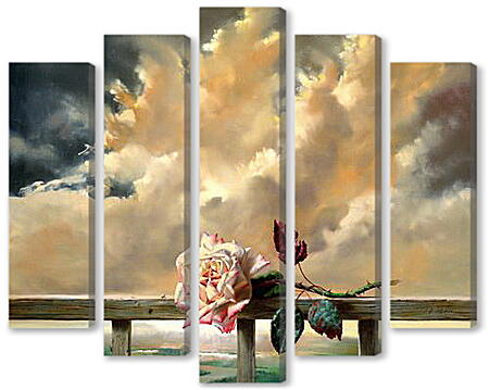 Модульная картина - Роза на фоне моря
