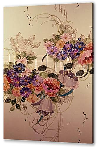 Постер (плакат) - Цветы и ноты