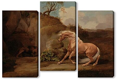 Модульная картина - Лев и лошадь