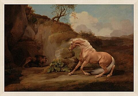 Картина - Лев и лошадь