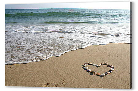 Картина маслом - Сердце на плаже
