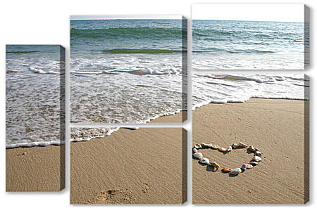 Модульная картина - Сердце на плаже
