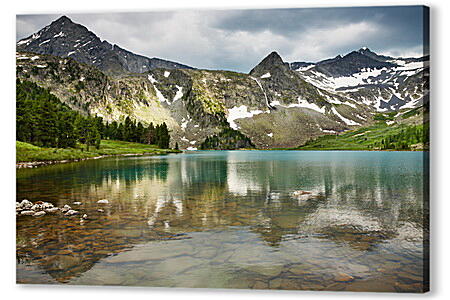 Картина маслом - Озеро в горах
