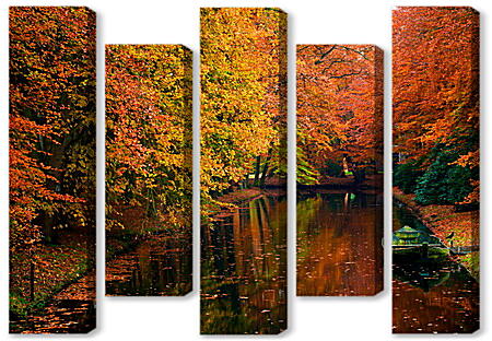 Модульная картина - Осенний пруд
