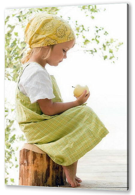 Картина маслом - Девочка с яблоком
