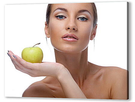 Картина маслом - Девушка с яблоком
