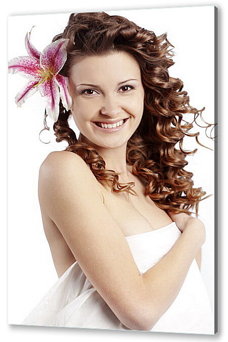 Постер (плакат) - Девушка с орхидеей в волосах