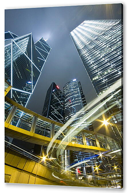 Картина маслом - Гонконг ночью
