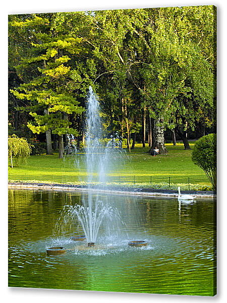 Картина маслом - Фантан в парке
