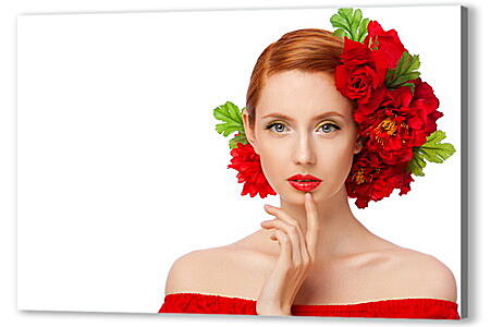 Постер (плакат) - Рыжая девушка в красном
