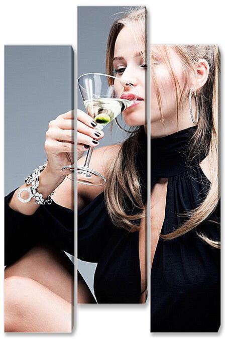 Модульная картина - Девушка с мартини
