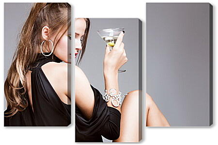 Модульная картина - Девушка с мартини
