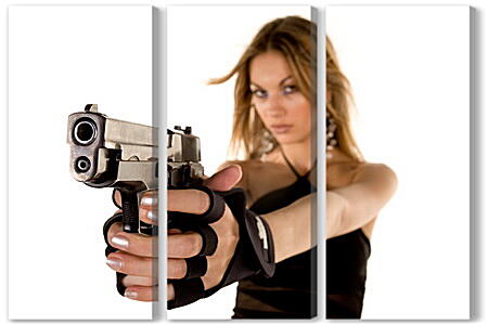 Модульная картина - Девушка с пистолетом
