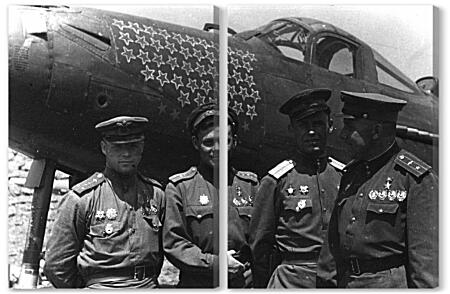 Модульная картина - Американский истребитель. 2-ая мировая война