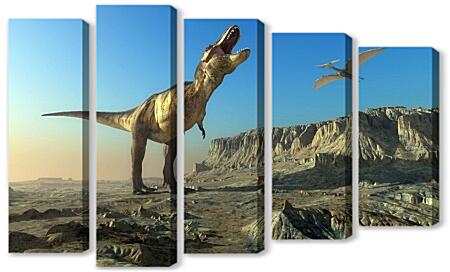 Модульная картина - Таранозавр "Тирекс" (динозавры)