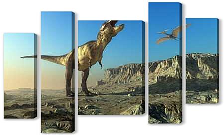 Модульная картина - Таранозавр "Тирекс" (динозавры)