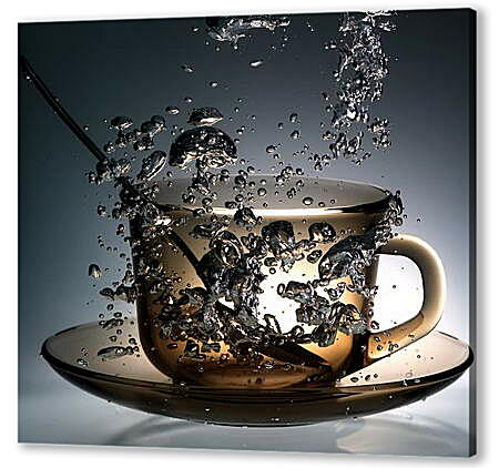 Картина маслом - Брызги воды в чашке
