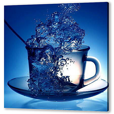 Картина маслом - Всплеск воды в чашке
