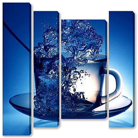 Модульная картина - Всплеск воды в чашке
