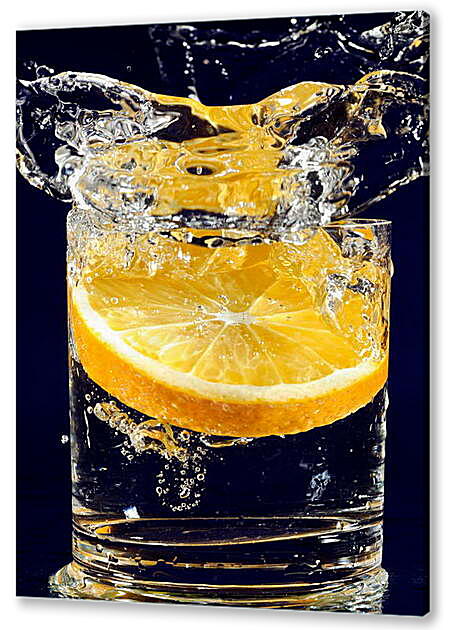 Постер (плакат) - Апельсин в стакане воды
