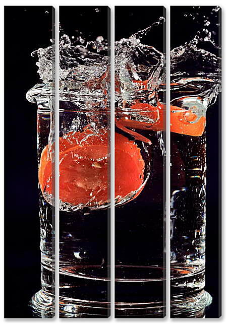 Модульная картина - Помидор в стакане воды
