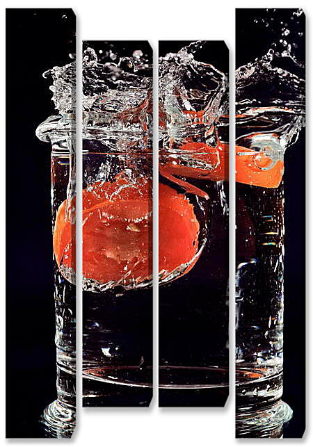Модульная картина - Помидор в стакане воды
