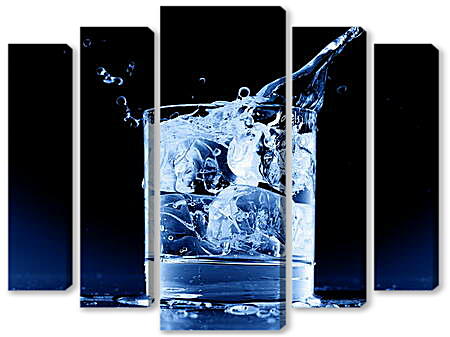 Модульная картина - Стакан лед вода
