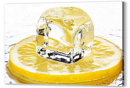 Картина маслом - Кубик льда на лимоне
