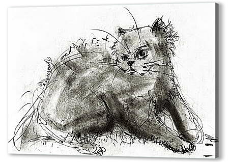 Картина маслом - Кот рисунок карандашом
