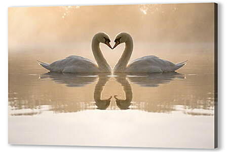 Картина маслом - Лебеди на озере