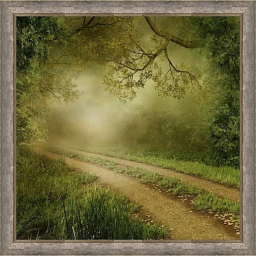 Картина - Дорога вдоль леса
