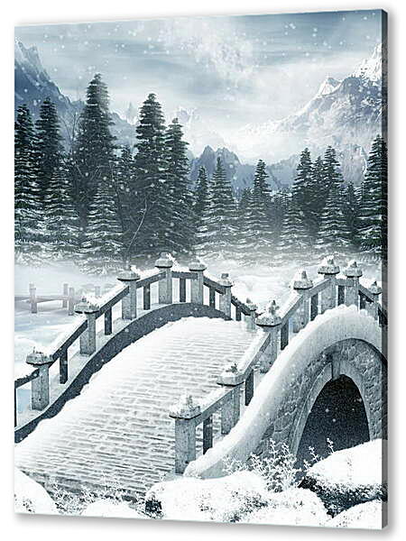 Постер (плакат) - Мост зима мороз

