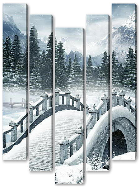 Модульная картина - Мост зима мороз
