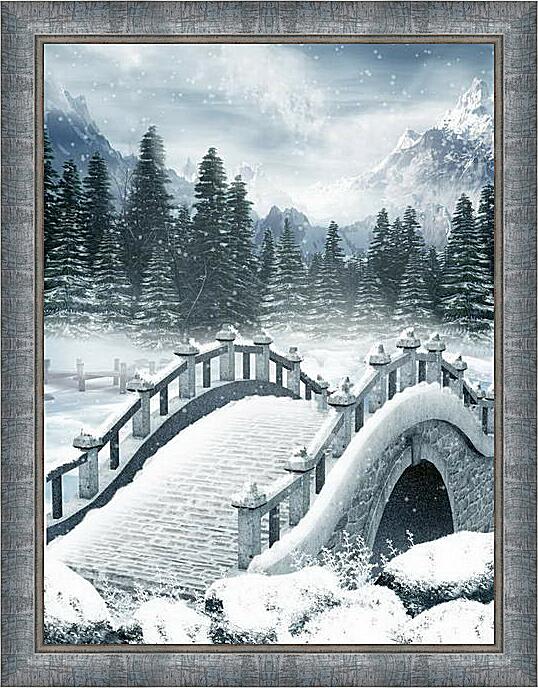 Картина - Мост зима мороз
