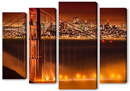 Модульная картина - Мост Золотые Ворота. Сан Франциско