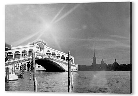 Картина маслом - Мост на реке Неве