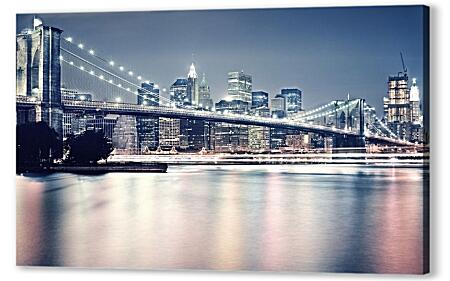Картина маслом - Бруклинский мост. Нью-Йорк. Америка