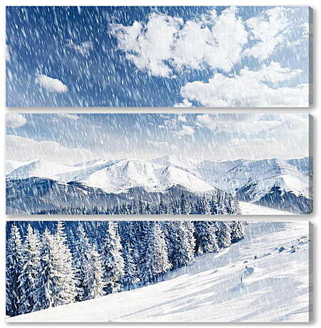 Модульная картина - Снегопад в горах
