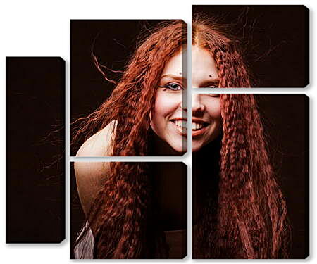 Модульная картина - Рыженькая с длинными волосами
