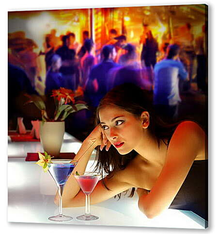 Картина маслом - Девушка в баре

