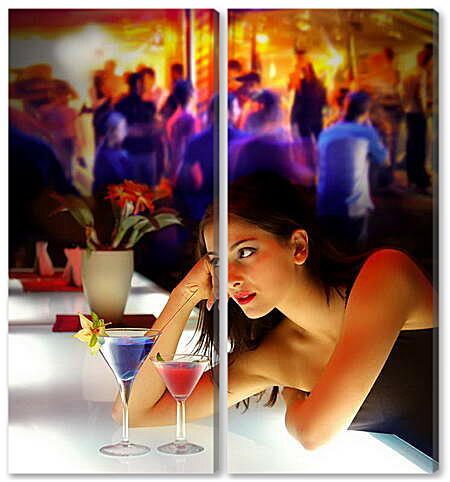 Модульная картина - Девушка в баре
