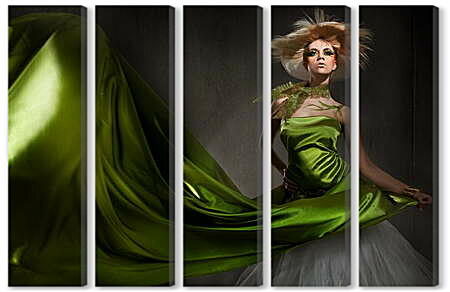 Модульная картина - Зеленое платье
