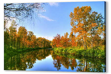 Картина маслом - Осенняя река
