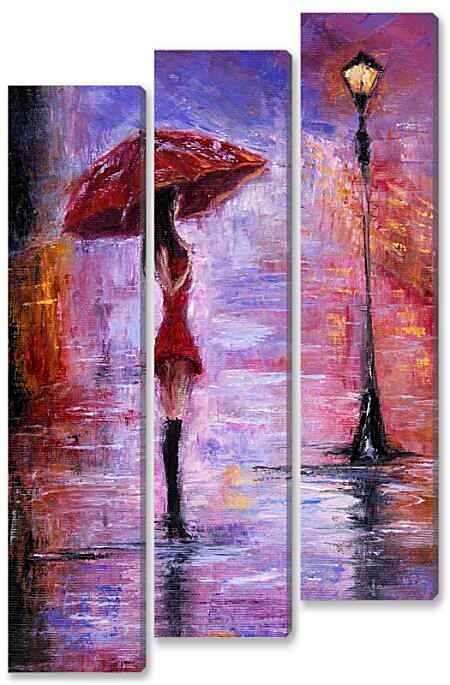 Модульная картина - Одна под дождем